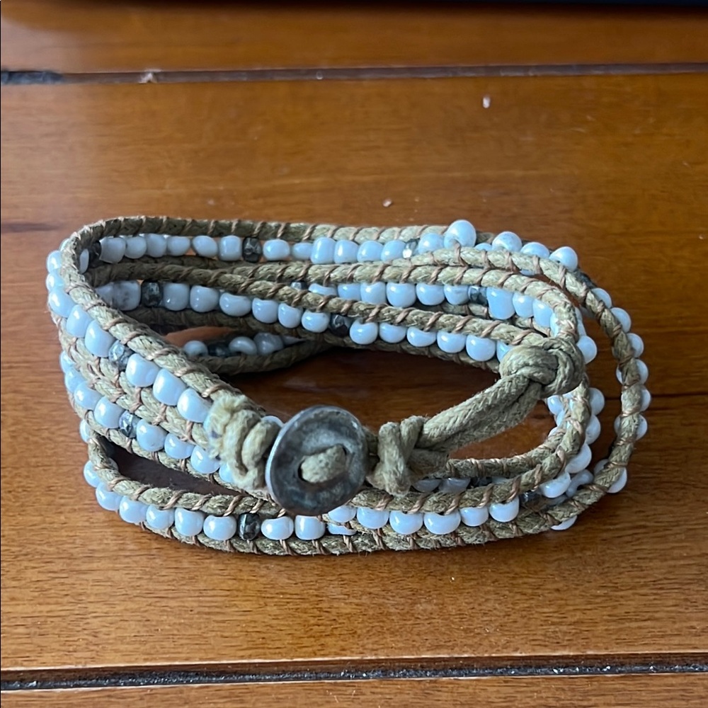 White Beaded Wrap Bracelet